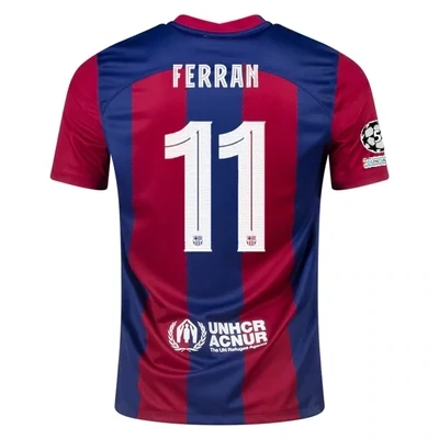 Barcelona Ferran Torres Home Jersey 2023/2024 With Champions League Patches