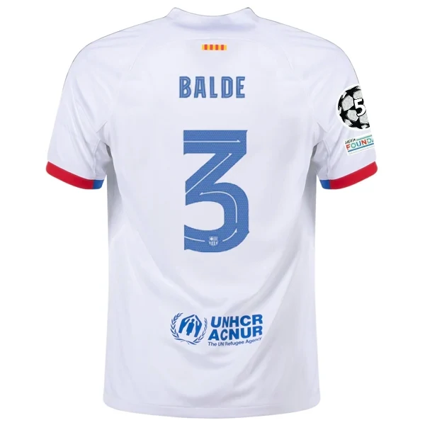Barcelona Alejandro Balde Away Jersey 2023/2024 With Champions League Patches
