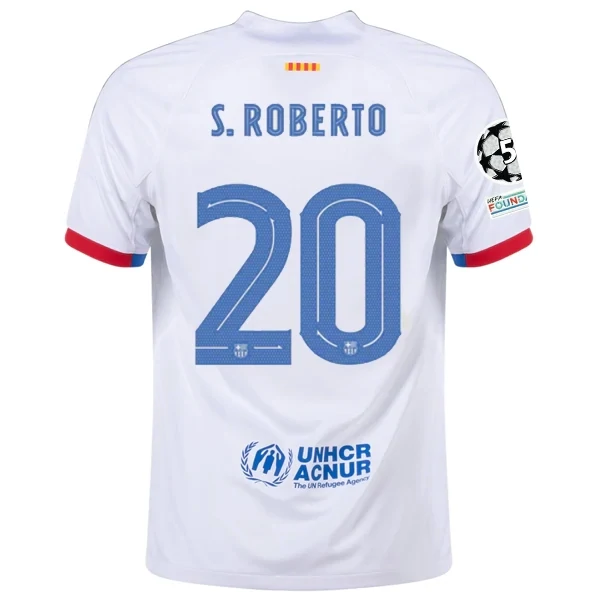 Barcelona Sergi Roberto Away Jersey 2023/2024 With Champions League Patches