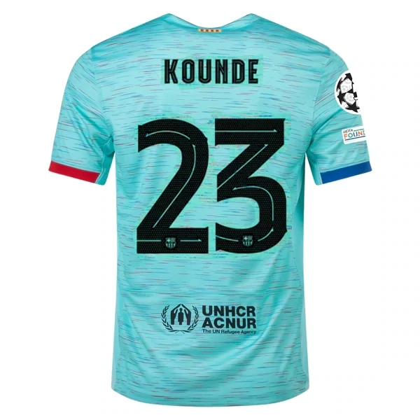 Barcelona Jules Kounde Third Jersey 2023/2024 With Champions League Patches