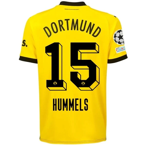 Borussia Dortmund Mats Hummels Home Jersey 2023/2024 With Champions League Patches