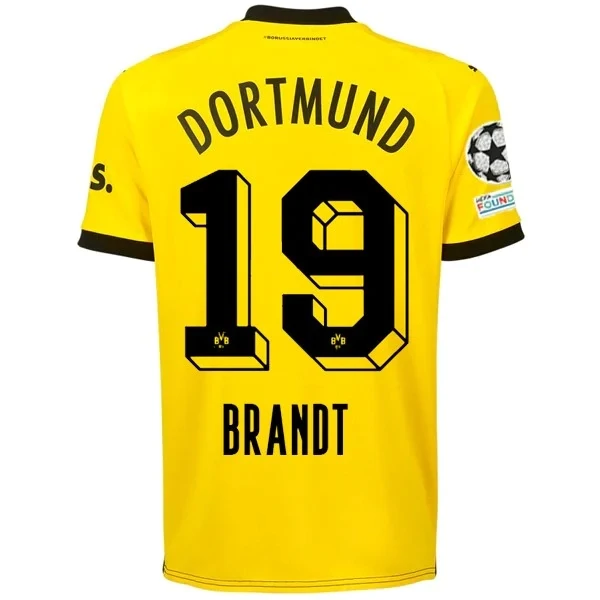 Borussia Dortmund Julian Brandt Home Jersey 2023/2024 With Champions League Patches