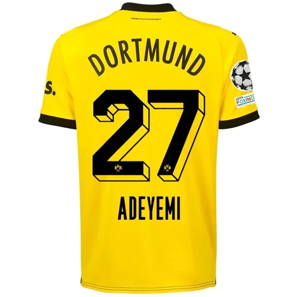 Borussia Dortmund Karim Adeyemi Home Jersey 2023/2024 With Champions League Patches