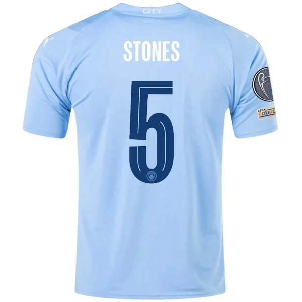 Manchester City John Stones Home Jersey 2023/2024 With Champions League Patches