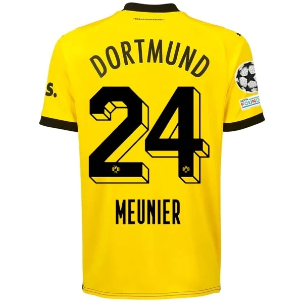 Borussia Dortmund Thomas Meunier Home Jersey 2023/2024 With Champions League Patches