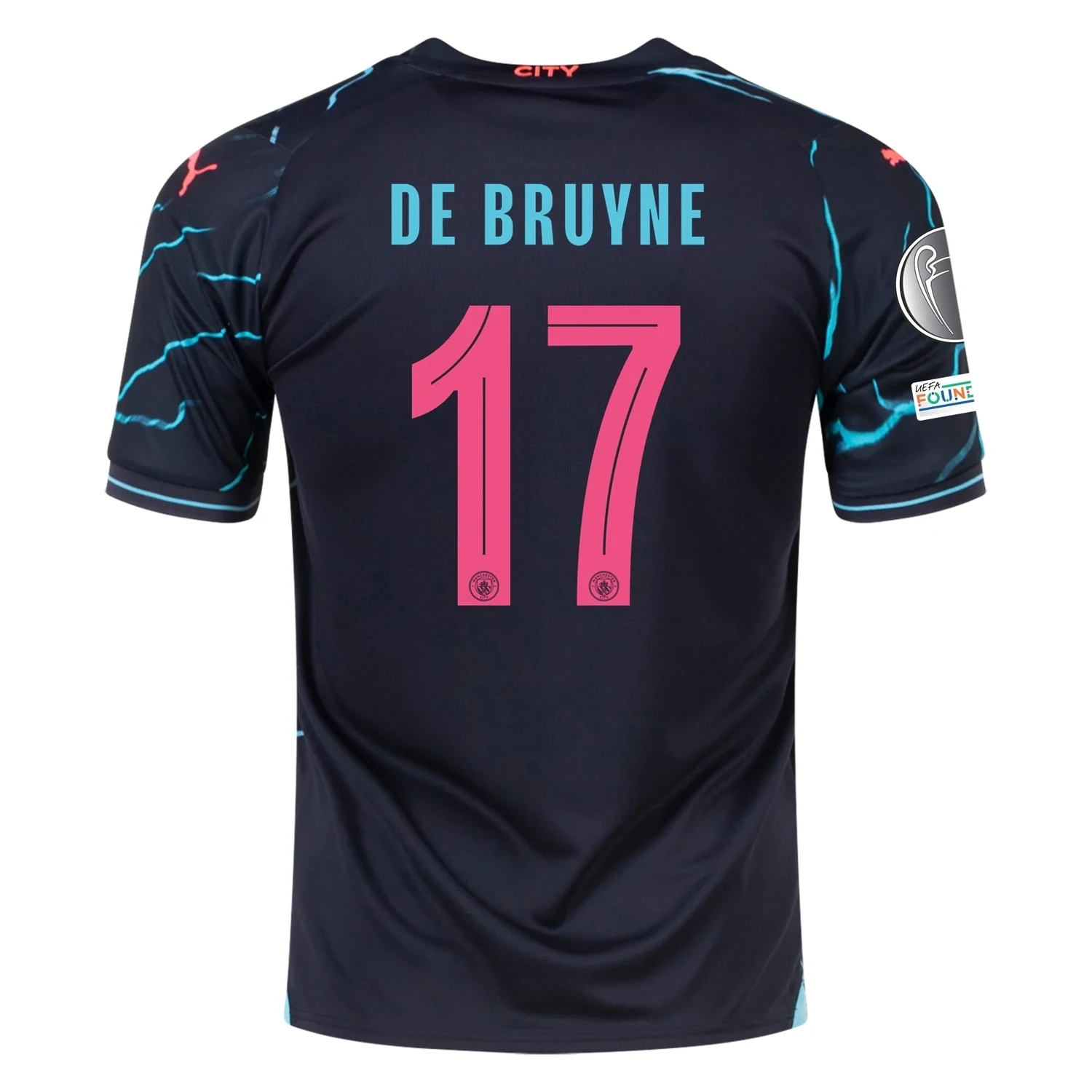 Manchester City Kevin De Bruyne Third Jersey 2023/2024 With Champions League Patches