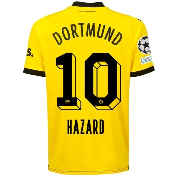 Borussia Dortmund Thorgan Hazard Home Jersey 2023/2024 With Champions League Patches