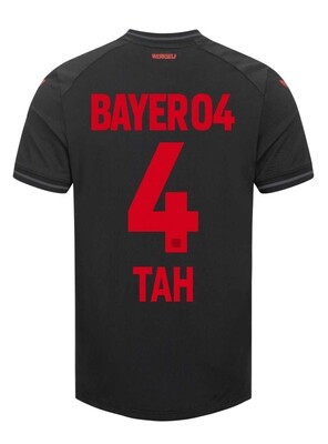 23-24 Bayer Leverkusen JONATHAN TAH 4 Home Soccer Jersey