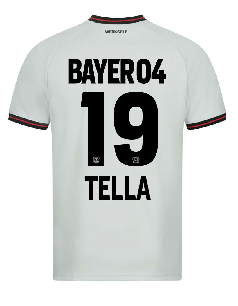23-24 Bayer Leverkusen NATHAN TELLA 19 Away Soccer Jersey
