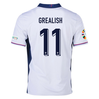 England Euro&#39;s  2024 JACK GREALISH #11 Home Jersey With Patches