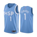 Anthony Edwards #1 MSP Blue Minnesota Timberwolves 2019/20 City Edition Swingman City Jersey 