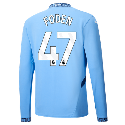 Manchester City Phil Foden 47 Home Long Sleeve Jersey 2024-25