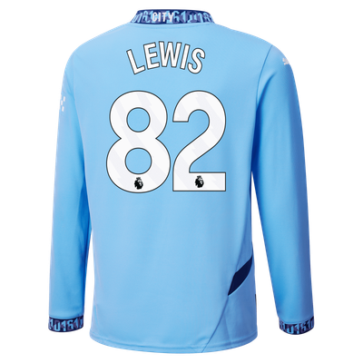 Manchester City Rico Lewis 82 Home Long Sleeve Jersey 2024-25