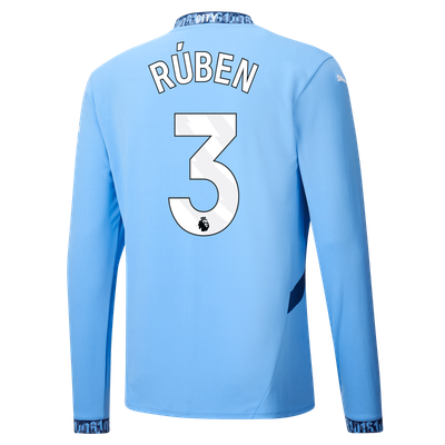Manchester City Ruben Dias 3 Home Long Sleeve Jersey 2024-25