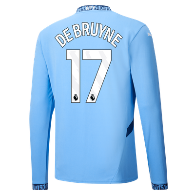 Manchester City Kevin De Bruyne 17 Home Long Sleeve Jersey 2024-25