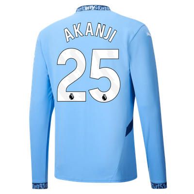 Manchester City Manuel Akanji 25 Home Long Sleeve Jersey 2024-25