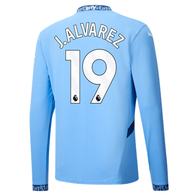 Manchester City Julián Álvarez 19 Home Long Sleeve Jersey 2024-25