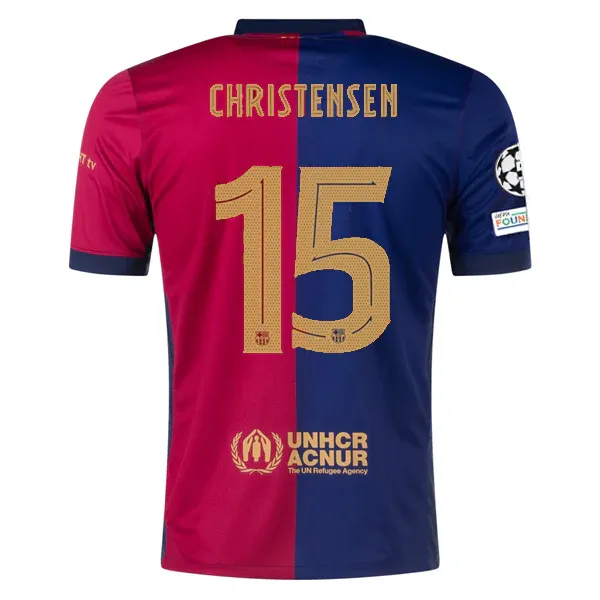 24-25 Barcelona Home Christensen 15 Jersey With Champions League Patches