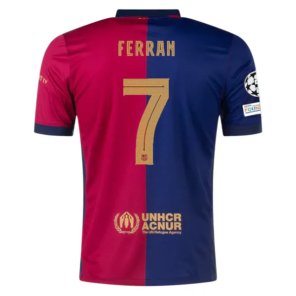24-25 Barcelona Home Ferran 7 Jersey With Champions League Patches