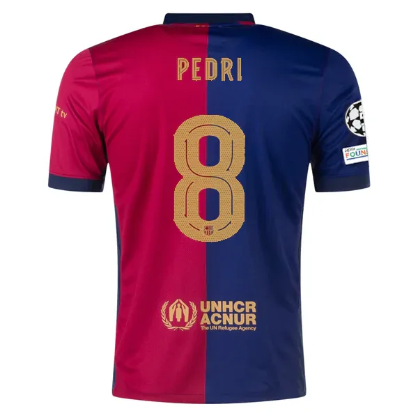 24-25 Barcelona Home Pedri 8 Jersey With Champions League Patches