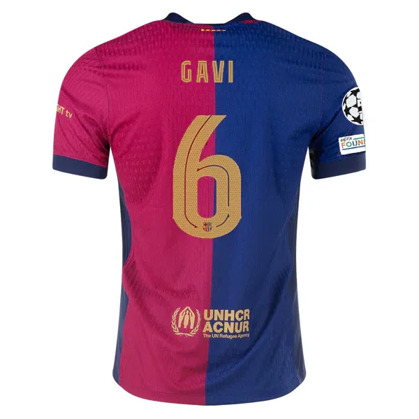 24-25 Barcelona Home Gavi 6 Jersey (Player Version) With Champions League Patches