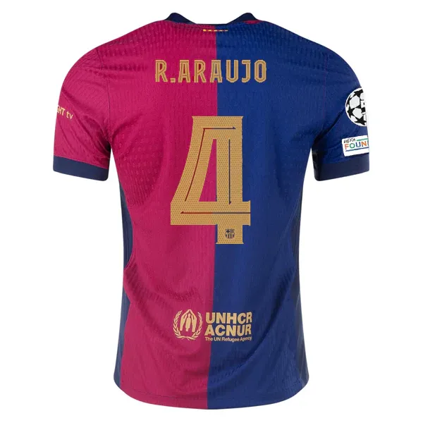 24-25 Barcelona Home R.Araujo 4 Jersey (Player Version) With Champions League Patches