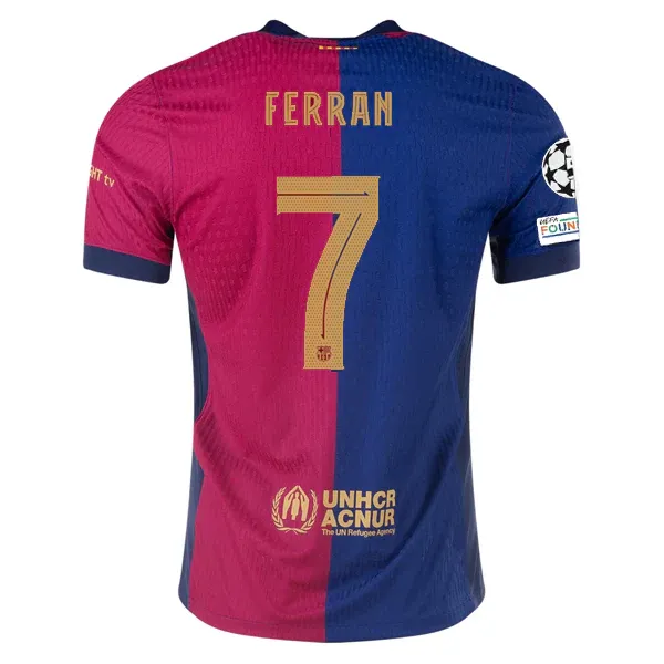 24-25 Barcelona Home Ferran 7 Jersey (Player Version) With Champions League Patches