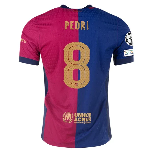 24-25 Barcelona Home Pedri 8 Jersey (Player Version) With Champions League Patches