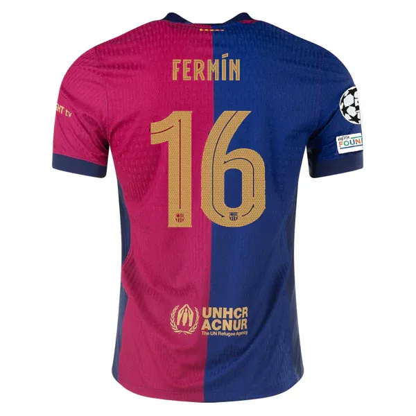 24-25 Barcelona Home Fermín 16 Jersey (Player Version) With Champions League Patches