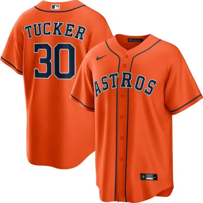 Men’s Houston Astros Kyle Tucker Cool Base Alternate Jersey – Orange