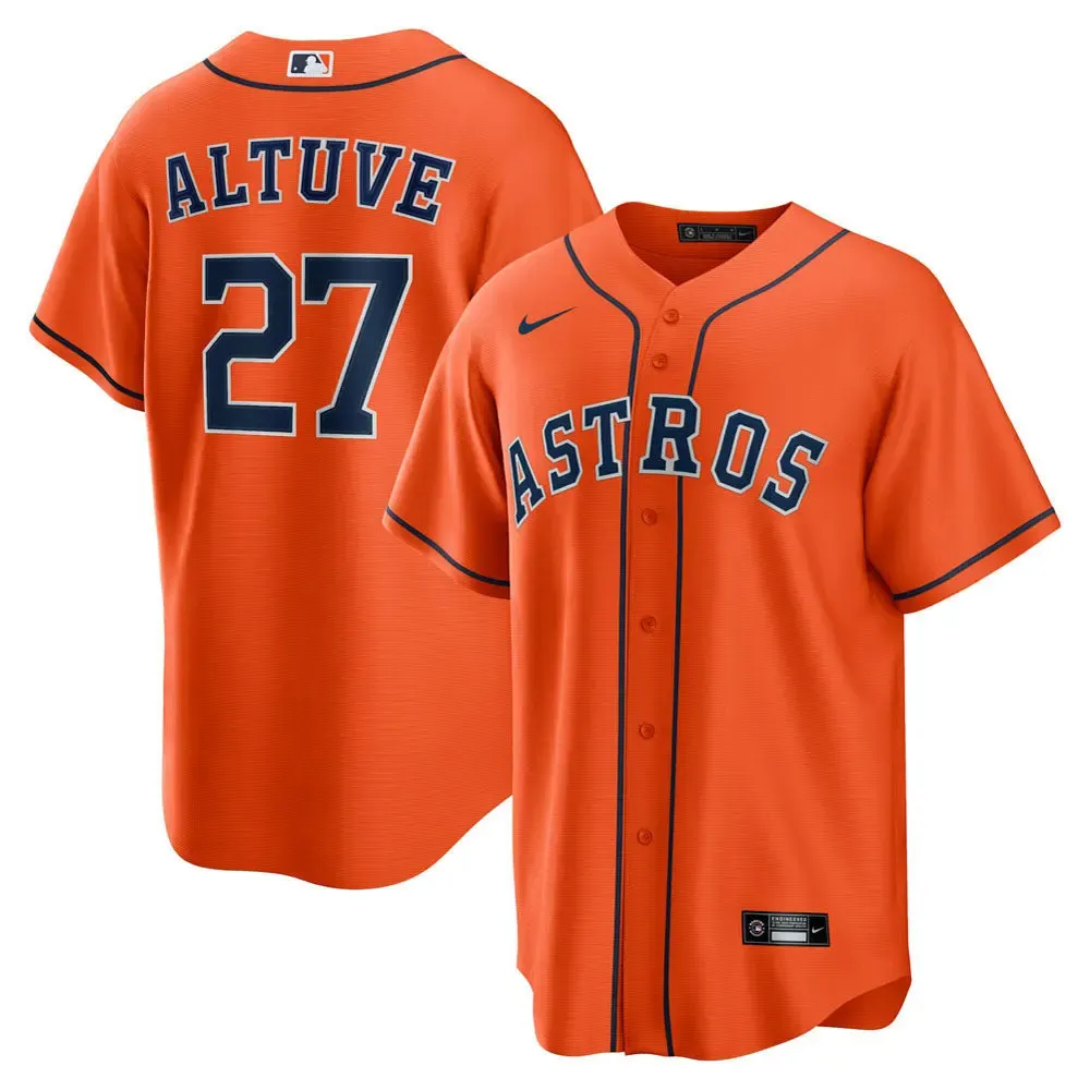 Men’s Houston Astros Jose Altuve Alternate Player Name Jersey – Orange
