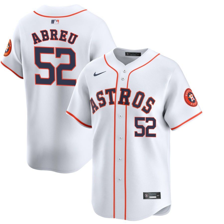 Men&#39;s Houston Astros Abreu 52 White Home Team Jersey
