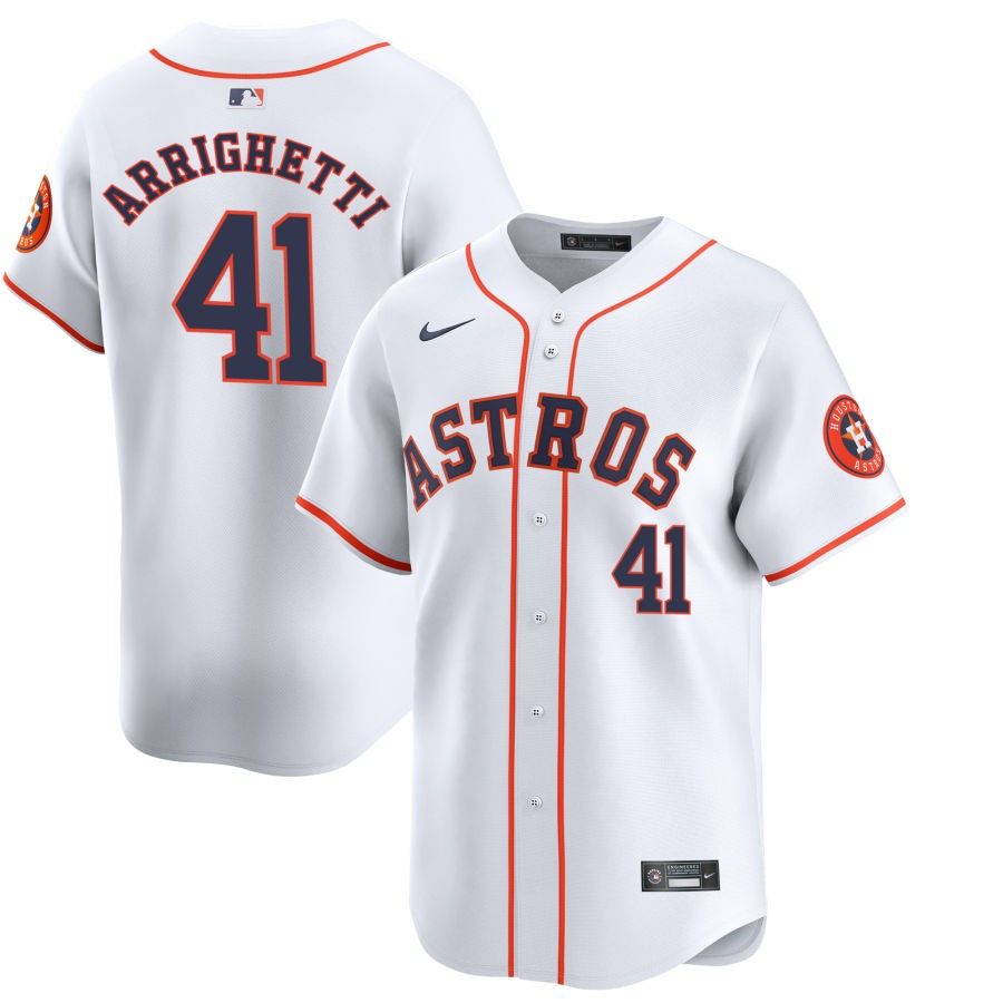 Men&#39;s Houston Astros Arrighetti 41 White Home Team Jersey