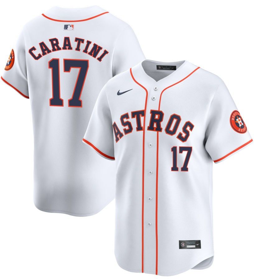 Men&#39;s Houston Astros Caratini 17 White Home Team Jersey