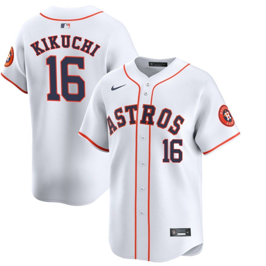 Men&#39;s Houston Astros Kikuchi 16 White Home Team Jersey