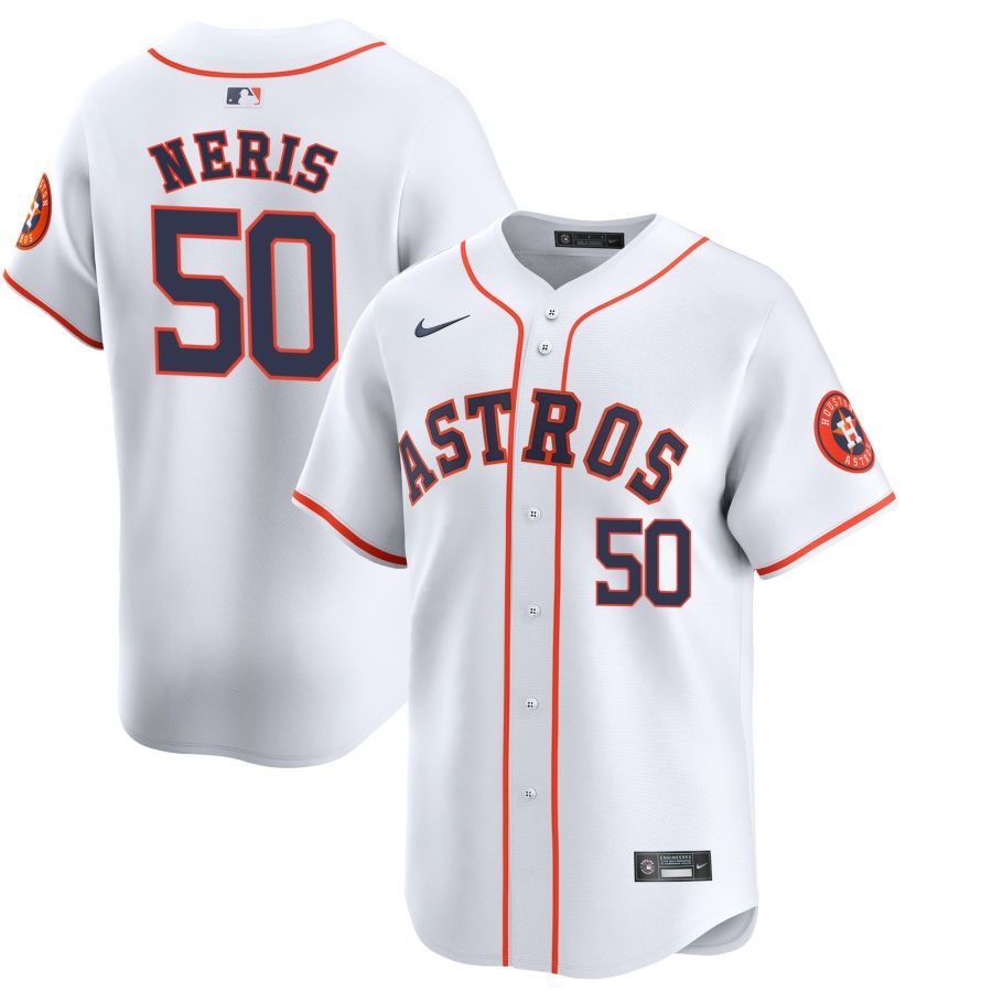 Men&#39;s Houston Astros Neris 50 White Home Team Jersey