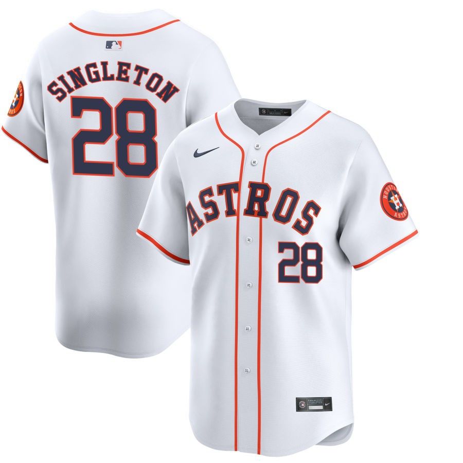 Men&#39;s Houston Astros Singleton 28 White Home Team Jersey