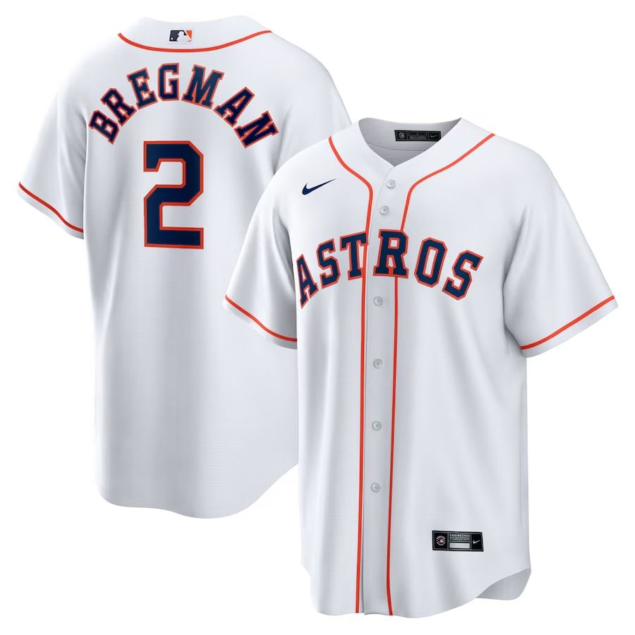 Men&#39;s Houston Astros Bregman 2 White Home Team Jersey