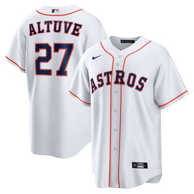 Men&#39;s Houston Astros Altuve 27 White Home Team Jersey