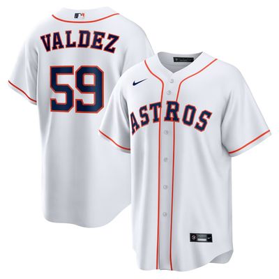 Men&#39;s Houston Astros Valdez 59 White Home Team Jersey