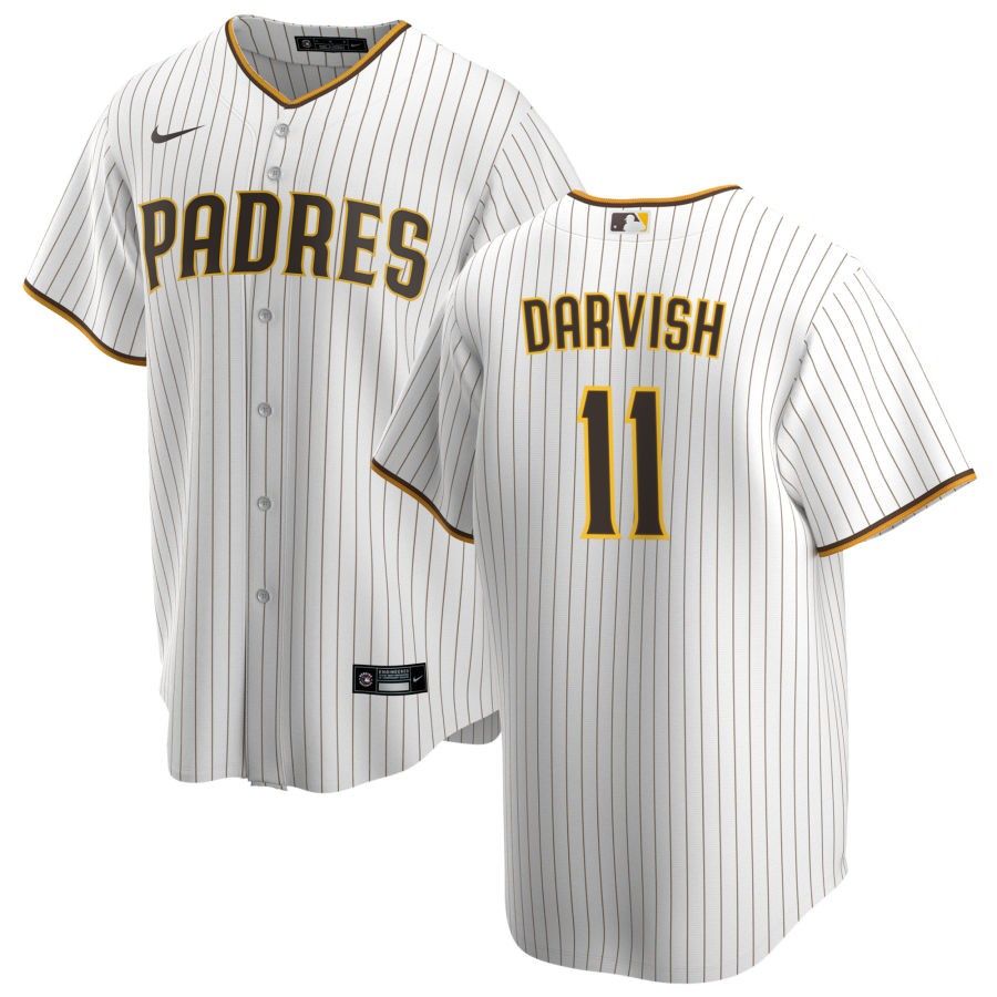 Men&#39;s San Diego Padres Darvish 11 White Home Jersey