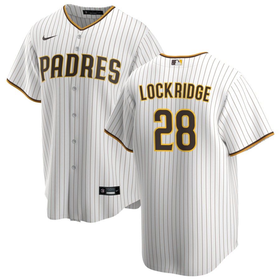 Men&#39;s San Diego Padres Lockridge 28 White Home Jersey
