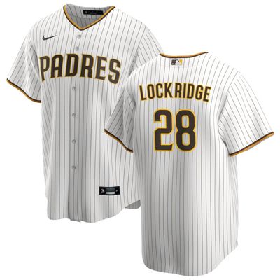 Men&#39;s San Diego Padres Lockridge 28 White Home Jersey