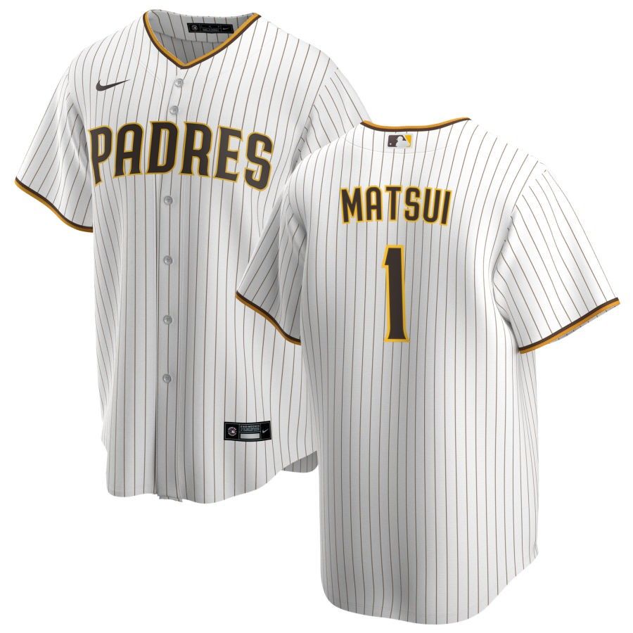 Men&#39;s San Diego Padres Matsui 1 White Home Jersey