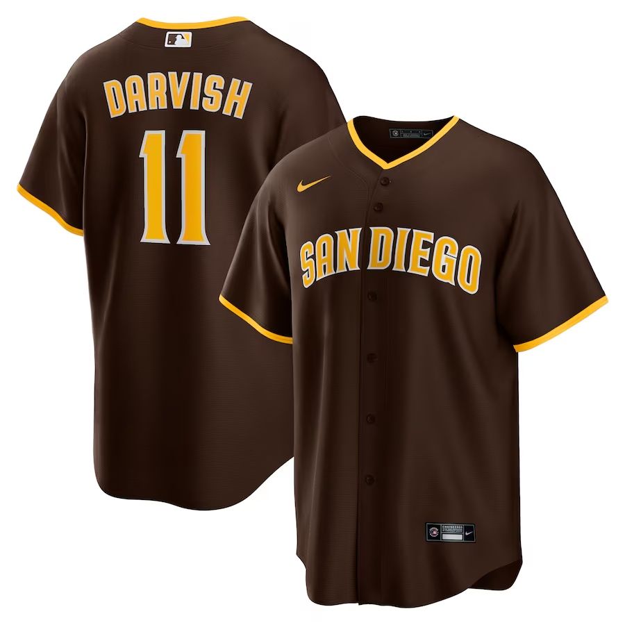 Men&#39;s San Diego Padres Darvish 11 Brown Alternate Player Jersey