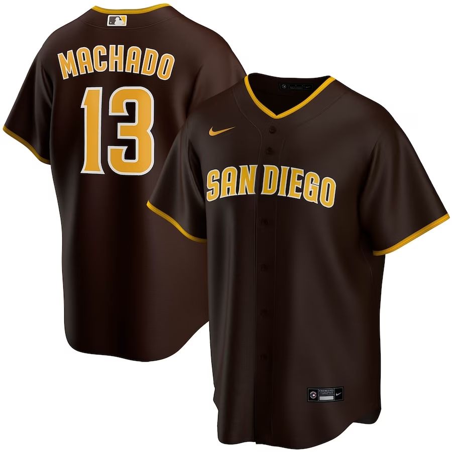 Men&#39;s San Diego Padres Machado 13 Brown Alternate Player Jersey
