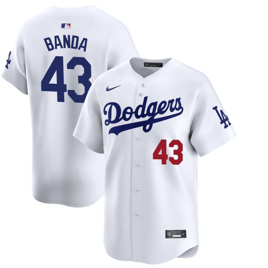 Men&#39;s Los Angeles Dodgers Banda 43 White Home Jersey