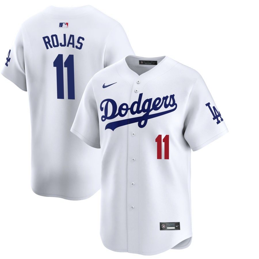 Men&#39;s Los Angeles Dodgers Rojas 11 White Home Jersey