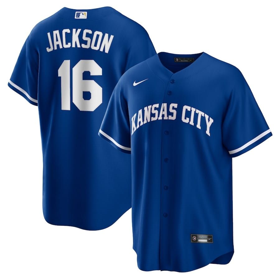 Men&#39;s Kansas City Royals Jackson 16 Royal Alternate Team Jersey