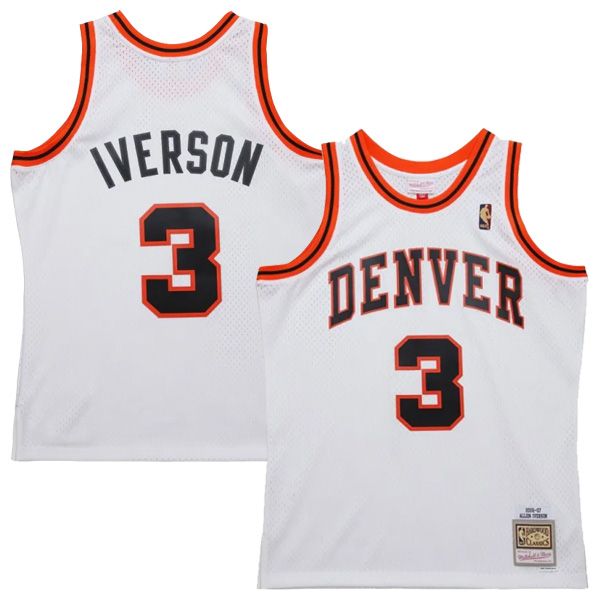 06-07 Denver Nuggets White Classics Swingman Jersey Allen Iverson 3